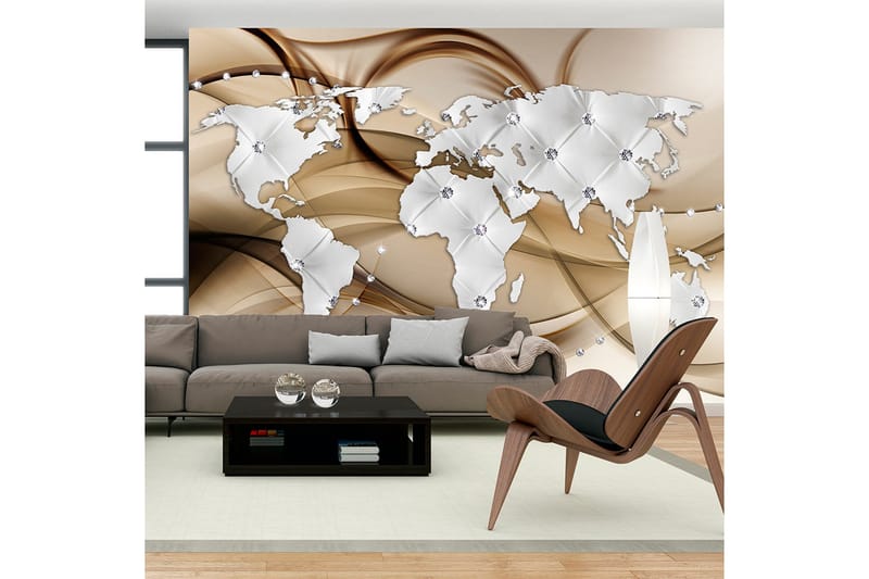 Fototapet World Map White & Diamonds 400x280, Artgeist sp. z o. o.