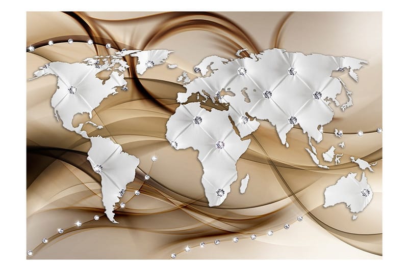 Fototapet World Map White & Diamonds 400x280 - Artgeist sp. z o. o. - Inredning - Väggdekor - Tapet & tapettillbehör - Fototapet