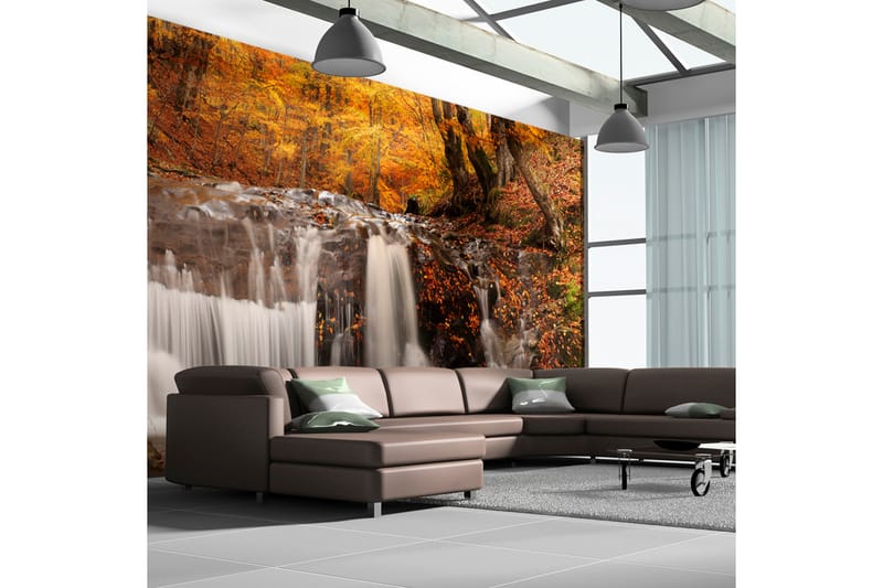 Fototapet XXL Autumn Landscape Waterfall In Forest 550x270 - Artgeist sp. z o. o. - Inredning - Väggdekor - Tapet & tapettillbehör - Fototapet