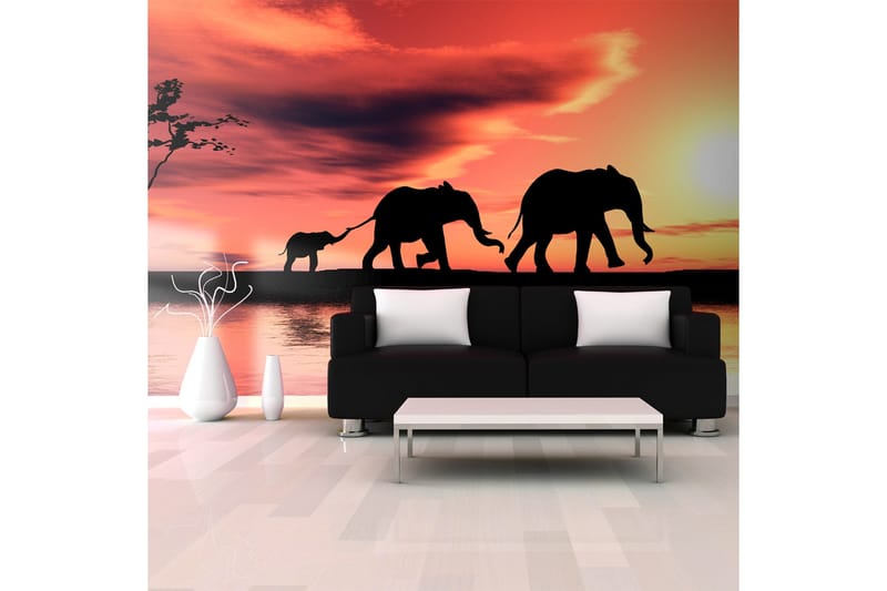 Fototapet XXL Elephants Family 550x270 - Artgeist sp. z o. o. - Inredning - Väggdekor - Tapet & tapettillbehör - Fototapet