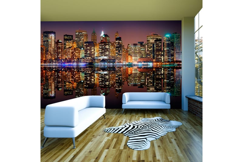 Fototapet XXL Gold Reflections NYC 550x270 - Artgeist sp. z o. o. - Inredning - Väggdekor - Tapet & tapettillbehör - Fototapet