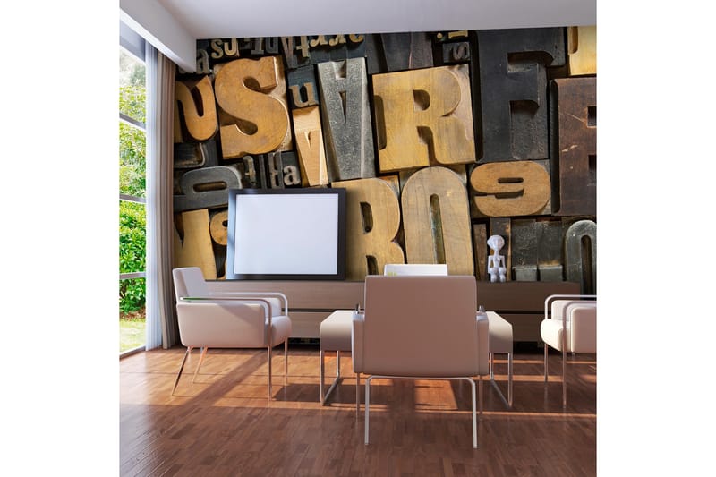 Fototapet XXL Trä Bokstäver 550x270 - Artgeist sp. z o. o. - Inredning - Väggdekor - Tapet & tapettillbehör - Fototapet