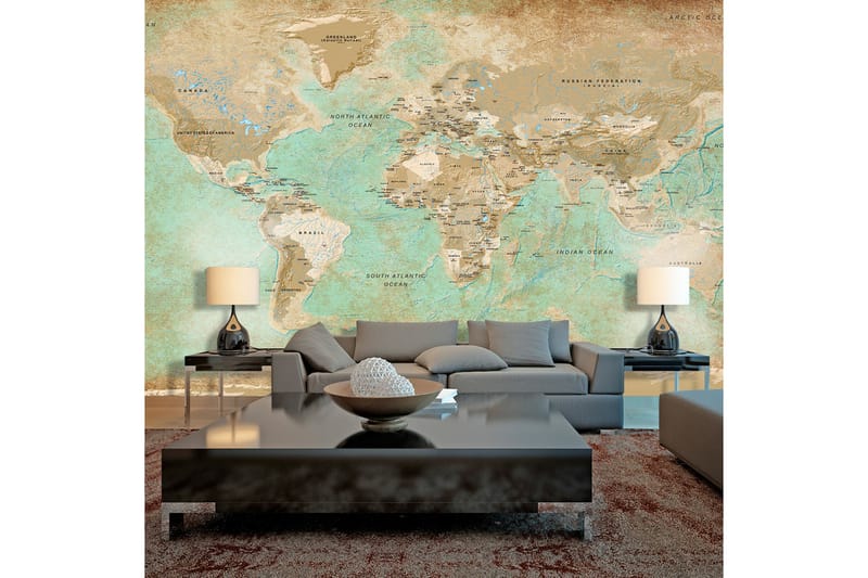 Fototapet XXL Turquoise World Map II 500x280 - Artgeist sp. z o. o. - Fototapet