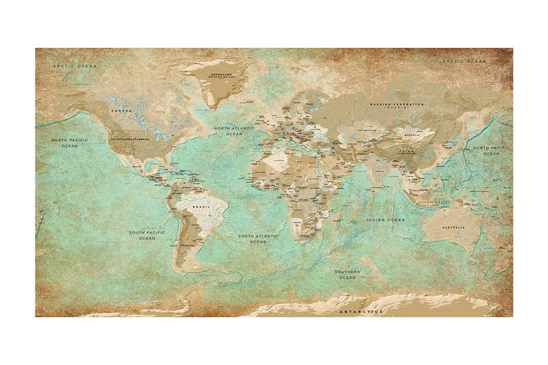 Fototapet XXL Turquoise World Map II 500x280 - Artgeist sp. z o. o. - Inredning - Väggdekor - Tapet & tapettillbehör - Fototapet