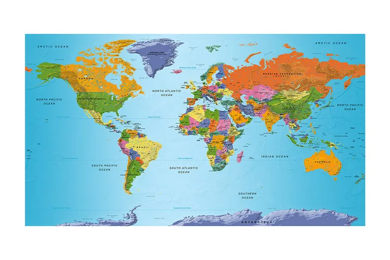 Fototapet XXL World Map Colourful Geography II 500x280 - Artgeist sp. z o. o. - Inredning - Väggdekor - Tapet & tapettillbehör - Fototapet