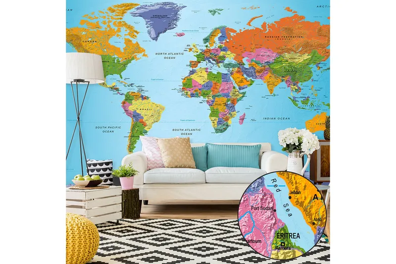 Fototapet XXL World Map Colourful Geography II 500x280, Artgeist sp. z o. o.