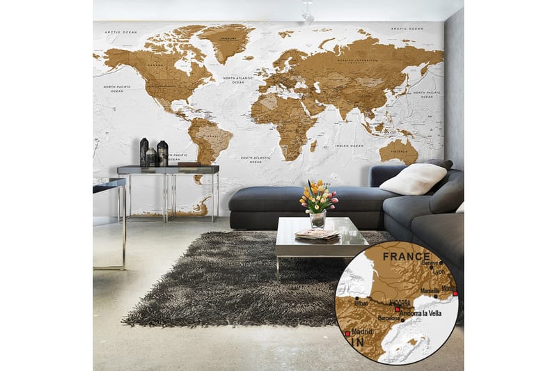 Fototapet XXL World Map White Oceans II 500x280 - Artgeist sp. z o. o. - Inredning - Väggdekor - Tapet & tapettillbehör - Fototapet