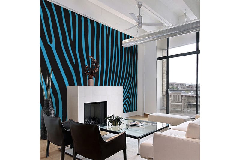 Fototapet Zebra Mönster Turkos 250x193 - Artgeist sp. z o. o. - Inredning - Väggdekor - Tapet & tapettillbehör - Fototapet