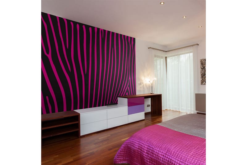 Fototapet Zebra Mönster Violett 350x270 - Artgeist sp. z o. o. - Inredning - Väggdekor - Tapet & tapettillbehör - Fototapet