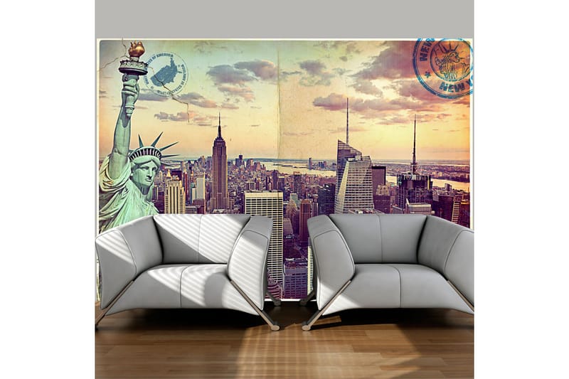Fototapet Postcard From New York 350x245 - Artgeist sp. z o. o. - Inredning - Väggdekor - Tapet & tapettillbehör - Fototapet
