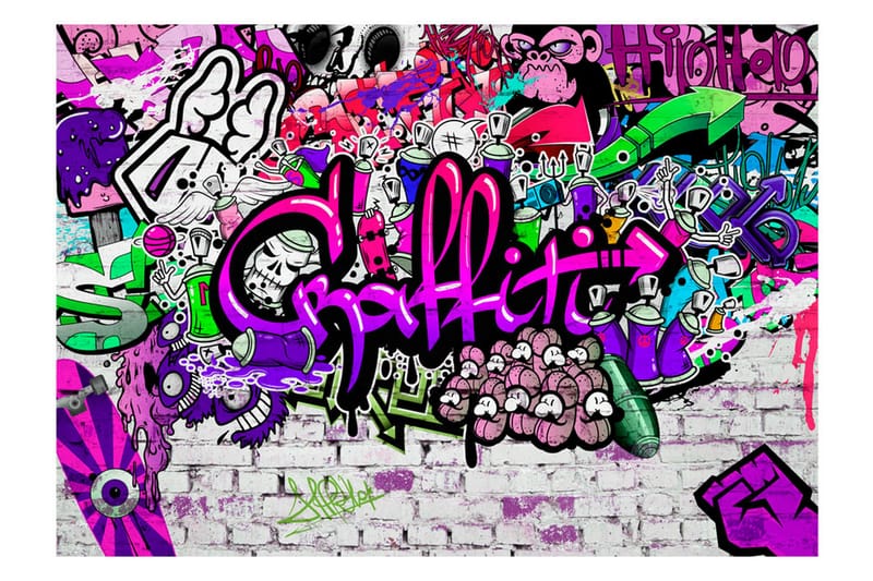 Fototapet Purple Graffiti 300x210 - Artgeist sp. z o. o. - Fototapet