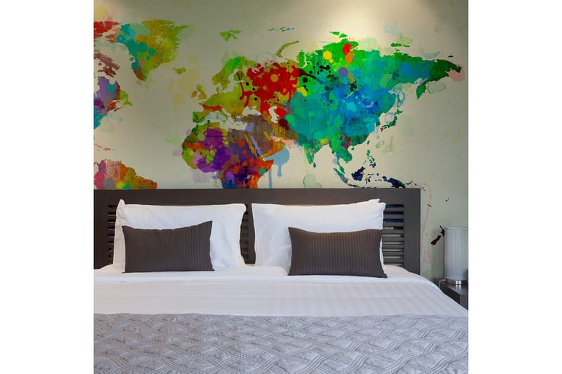 Fototapet Paint Splashes Map Of The World 250x193 - Artgeist sp. z o. o. - Inredning - Väggdekor - Tapet & tapettillbehör - Fototapet