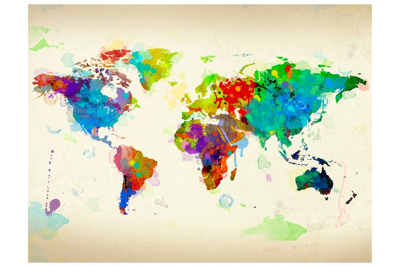 Fototapet Paint Splashes Map Of The World 250x193 - Artgeist sp. z o. o. - Inredning - Väggdekor - Tapet & tapettillbehör - Fototapet
