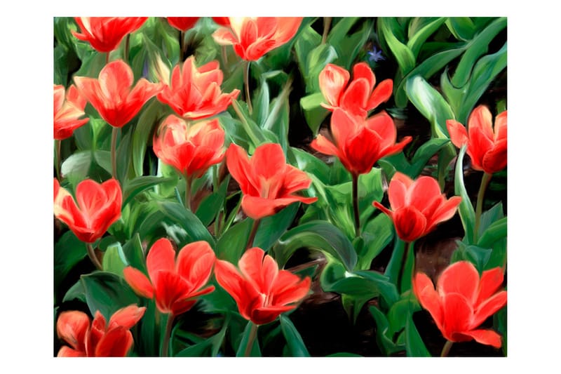 Fototapet Painted Flowers 350x270 - Artgeist sp. z o. o. - Inredning - Väggdekor - Tapet & tapettillbehör - Fototapet