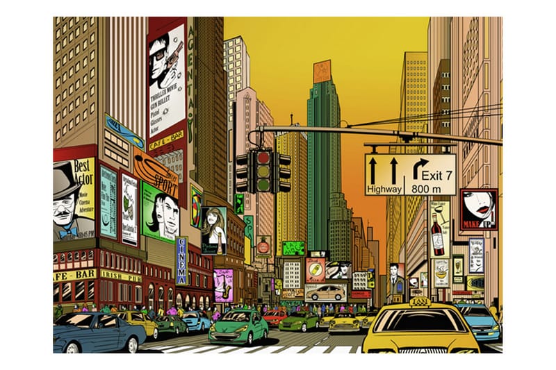 Fototapet Pulserande Stad NY 300x231 - Artgeist sp. z o. o. - Inredning - Väggdekor - Tapet & tapettillbehör - Fototapet