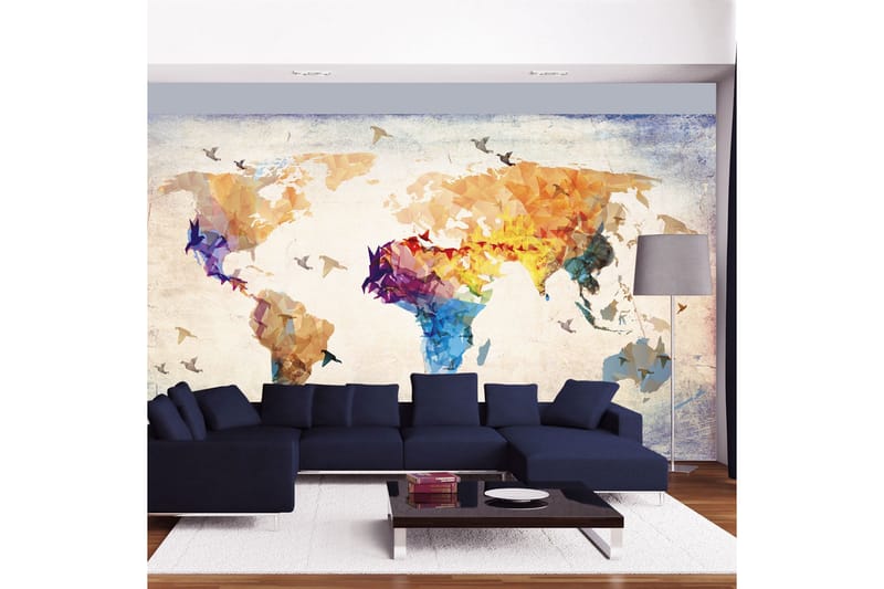 Fototapet Paper Birds 450x270 - Artgeist sp. z o. o. - Inredning - Väggdekor - Tapet & tapettillbehör - Fototapet