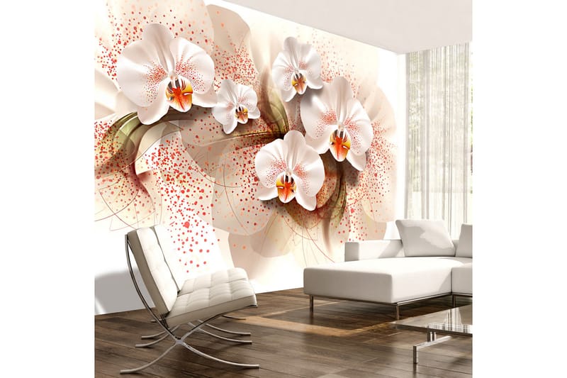 Fototapet Pale Yellow Orchids 300x210 - Artgeist sp. z o. o. - Inredning - Väggdekor - Tapet & tapettillbehör - Fototapet