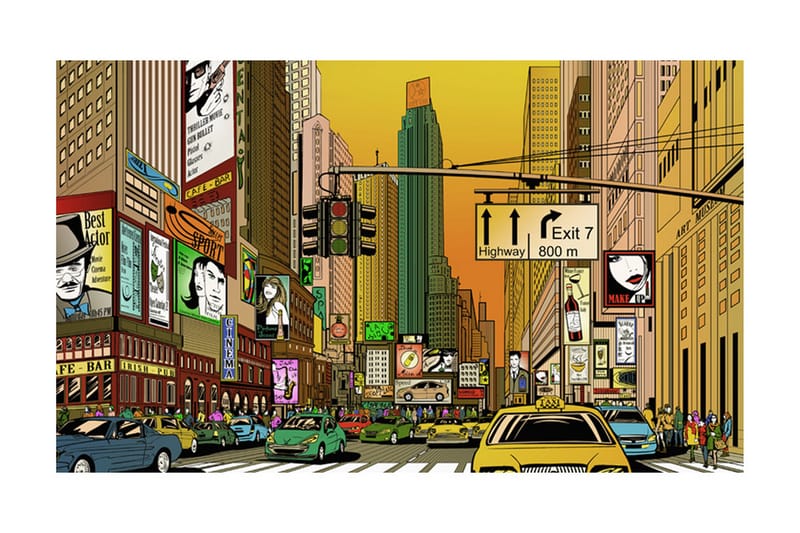 Fototapet Pulserande Stad NY 450x270 - Artgeist sp. z o. o. - Inredning - Väggdekor - Tapet & tapettillbehör - Fototapet