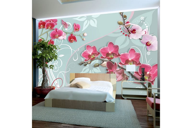 Fototapet Pink Orchids Variation II 250x175 - Artgeist sp. z o. o. - Inredning - Väggdekor - Tapet & tapettillbehör - Fototapet