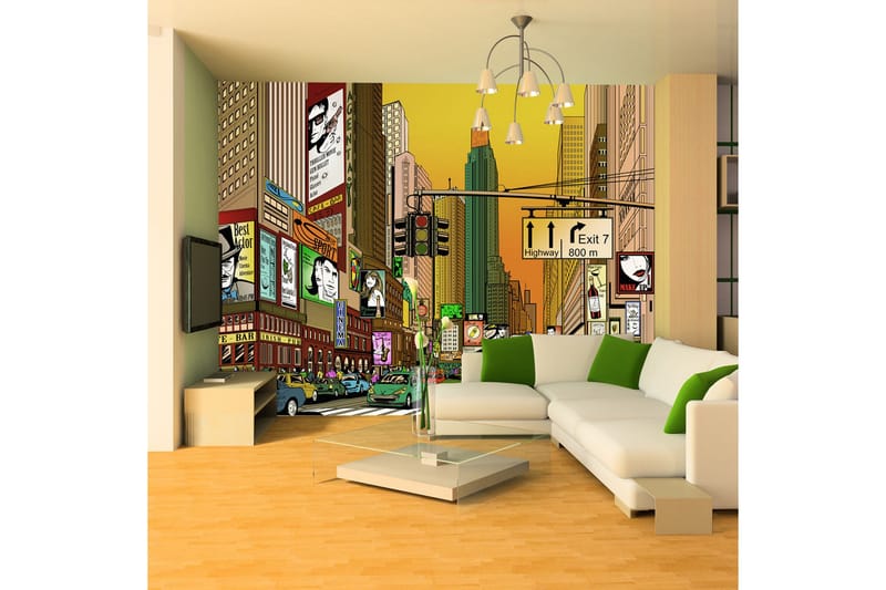 Fototapet Pulserande Stad NY 200x154 - Artgeist sp. z o. o. - Inredning - Väggdekor - Tapet & tapettillbehör - Fototapet