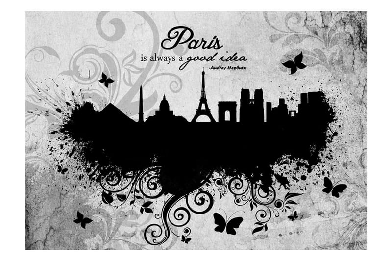 Fototapet Paris Is Always A Good Idea B&W 200x140 - Artgeist sp. z o. o. - Inredning - Väggdekor - Tapet & tapettillbehör - Fototapet