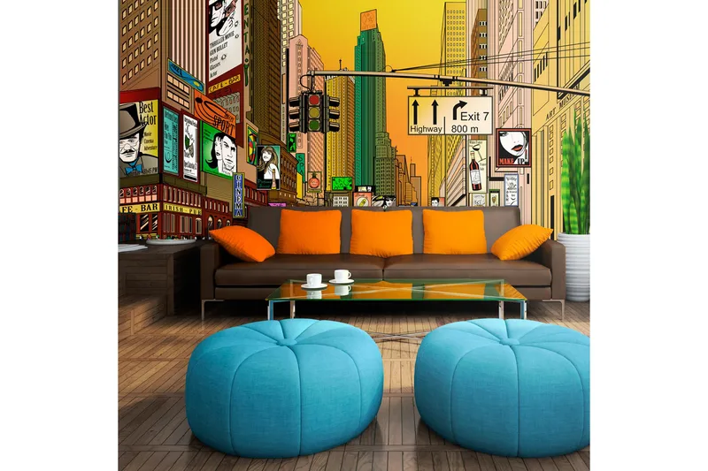 Fototapet Pulserande Stad NY 450x270 - Artgeist sp. z o. o. - Inredning - Väggdekor - Tapet & tapettillbehör - Fototapet