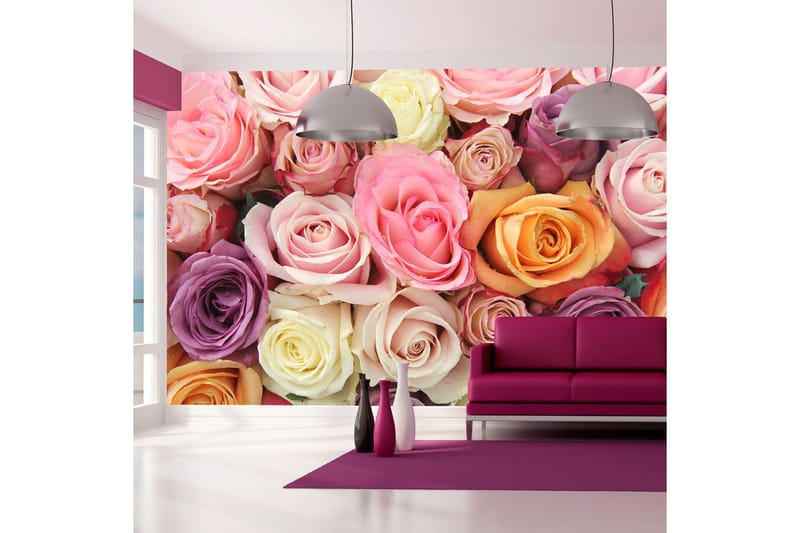 Fototapet Pastel Roses 450x270 - Artgeist sp. z o. o. - Inredning - Väggdekor - Tapet & tapettillbehör - Fototapet