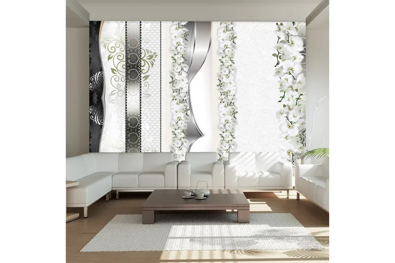 Fototapet Parade Of Orchids In Shades Of Gray 150x105, Artgeist sp. z o. o.