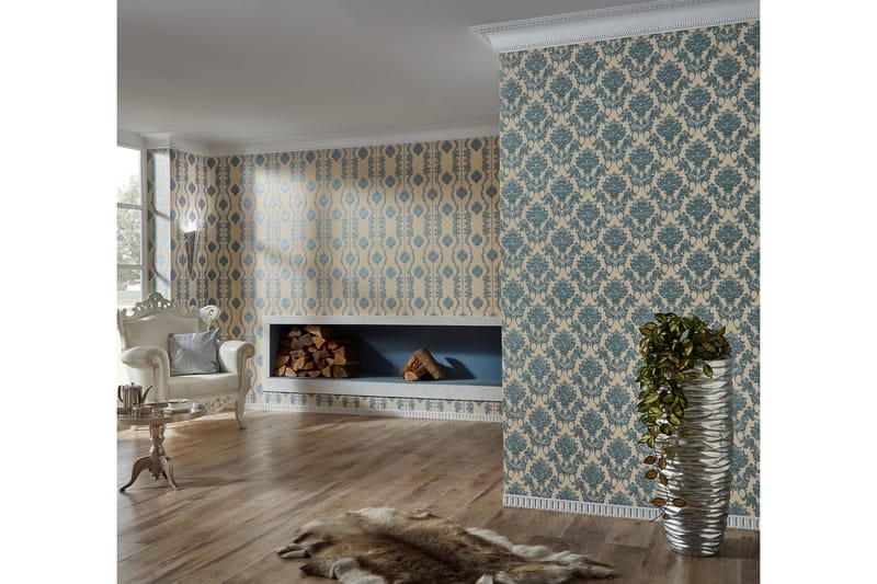 Barock Tapet Château Ovävd Blå Silver - AS Creation - Inredning - Väggdekor - Tapet & tapettillbehör - Mönstrad tapet