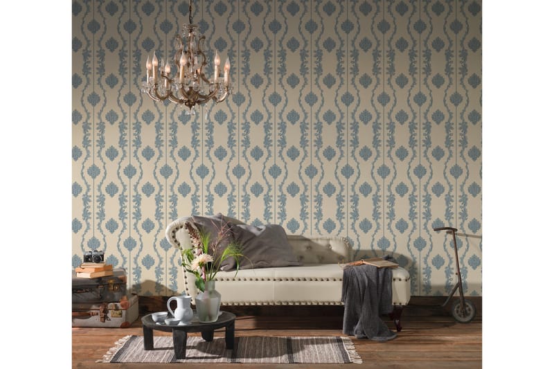 Barock Tapet Château Ovävd Blå Silver - AS Creation - Inredning - V�äggdekor - Tapet & tapettillbehör - Mönstrad tapet