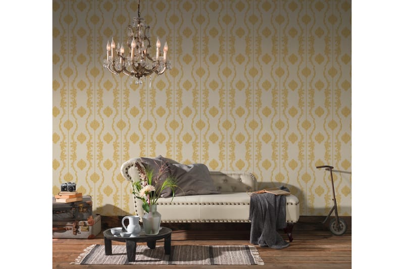 Barock Tapet Château Ovävd Gul Cream - AS Creation - Inredning - Väggdekor - Tapet & tapettillbehör - Mönstrad tapet