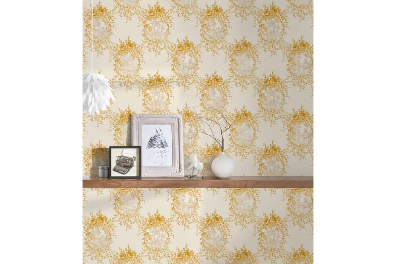 Blommig Tapet Château Ovävd Guld Beige - AS Creation - Inredning - Väggdekor - Tapet & tapettillbehör - Mönstrad tapet