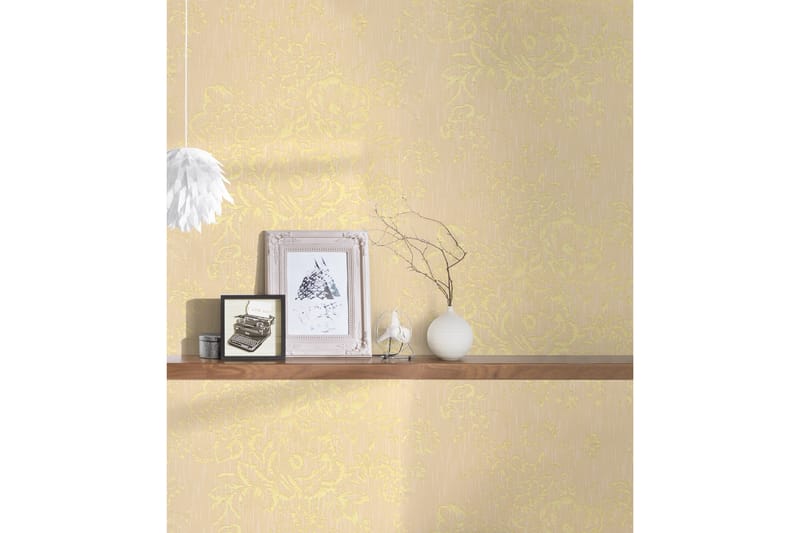 Blommig Tapet Metallic Silk Ovävd Guld - AS Creation - Inredning - Väggdekor - Tapet & tapettillbehör - Mönstrad tapet