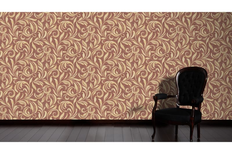 Blommig Tapet Nobile Ovävd Röd Guld Beige - AS Creation - Inredning - Väggdekor - Tapet & tapettillbehör - Mönstrad tapet