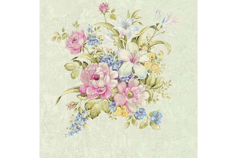 Blommig Tapet Romantico Ovävd Rosa Grön - AS Creation - Inredning - Väggdekor - Tapet & tapettillbehör - Mönstrad tapet