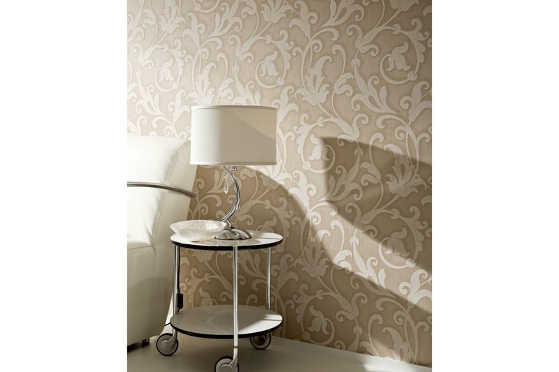 Blommig Tapet Tessuto Ovävd Beige Silver - AS Creation - Inredning - Väggdekor - Tapet & tapettillbehör - Mönstrad tapet