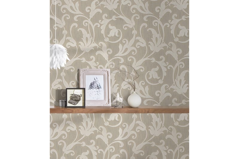 Blommig Tapet Tessuto Ovävd Beige Silver - AS Creation - Inredning - Väggdekor - Tapet & tapettillbehör - Mönstrad tapet