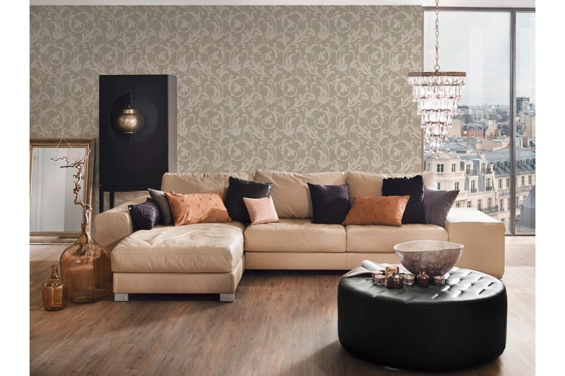 Blommig Tapet Tessuto Ovävd Beige Silver - AS Creation - Inredning - Väggdekor - Tapet & tapettillbehör - Mönstrad tapet