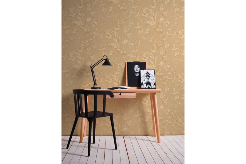 Blommig Tapet Tessuto Ovävd Orange Beige - AS Creation - Inredning - Väggdekor - Tapet & tapettillbehör - Mönstrad tapet