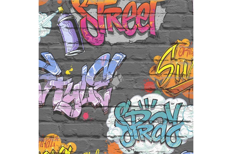 DUTCH WALLCOVERINGS Tapet graffiti flerfärgad L179-01 - Kökstapet - Mönstrad tapet