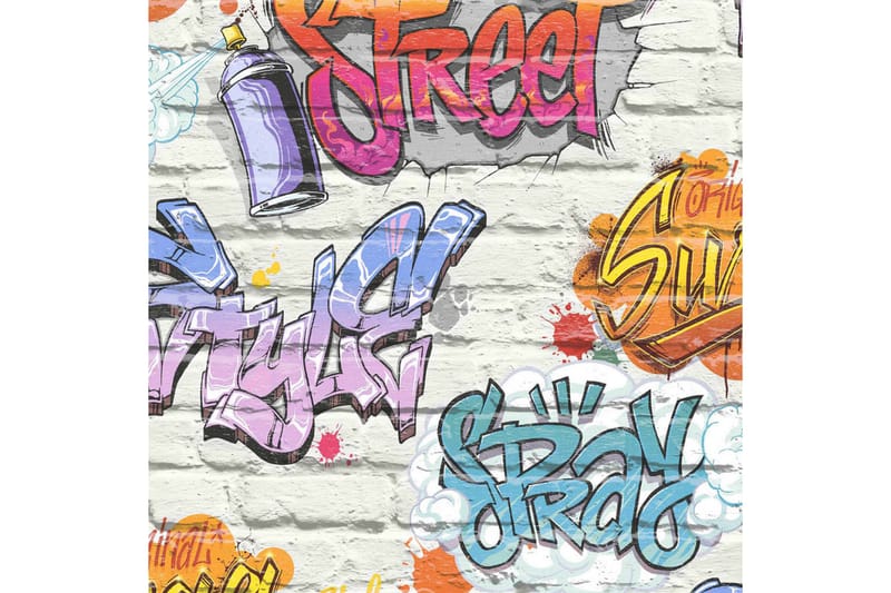 DUTCH WALLCOVERINGS Tapet graffiti flerfärgad L179-05 - Kökstapet - Mönstrad tapet