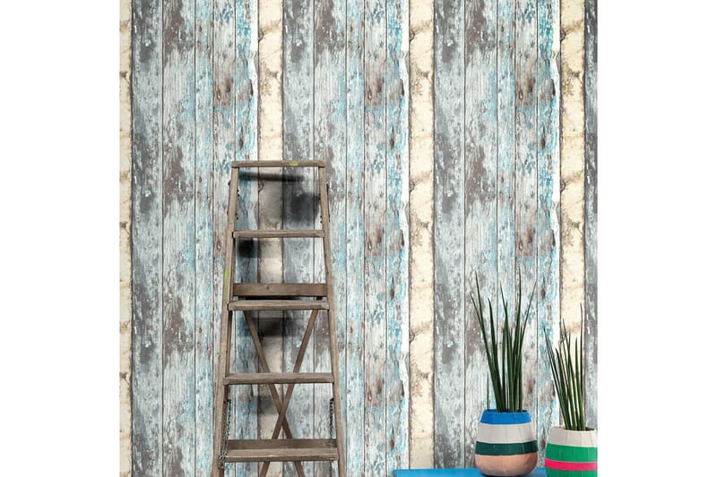 DUTCH WALLCOVERINGS Tapet scrapwood blå PE10012 - Kökstapet - Mönstrad tapet