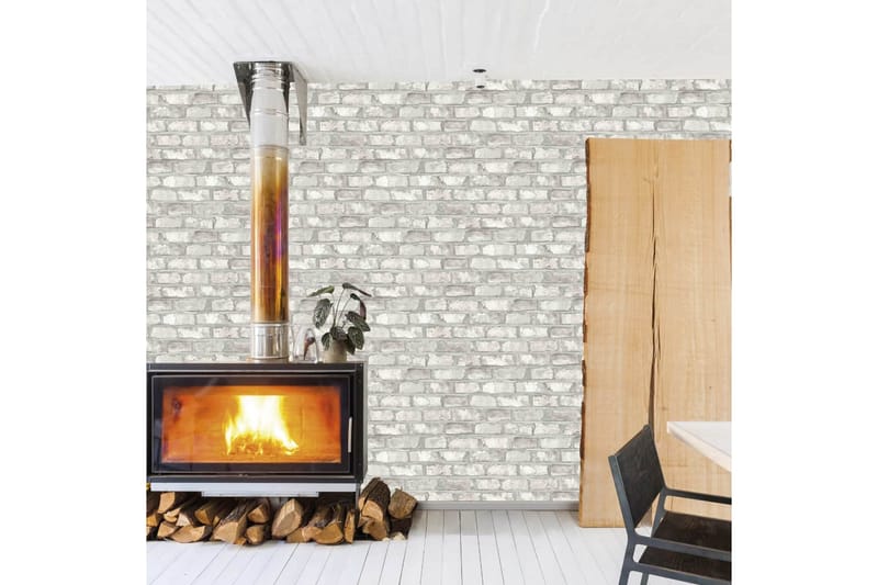 DUTCH WALLCOVERINGS Tapet tegelsten vit EW3104 - Inredning - Väggdekor - Tapet & tapettillbehör - Mönstrad tapet