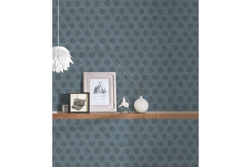 Geometric Tapet Alpha Ovävd Silver Blå - AS Creation - Inredning - Väggdekor - Tapet & tapettillbehör - Mönstrad tapet