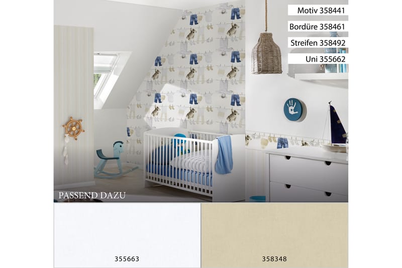 Border Little Stars Ovävd Blå Cream Vit - AS Creation - Inredning - Väggdekor - Tapet & tapettillbehör - Tapettillbehör - Tapetbård