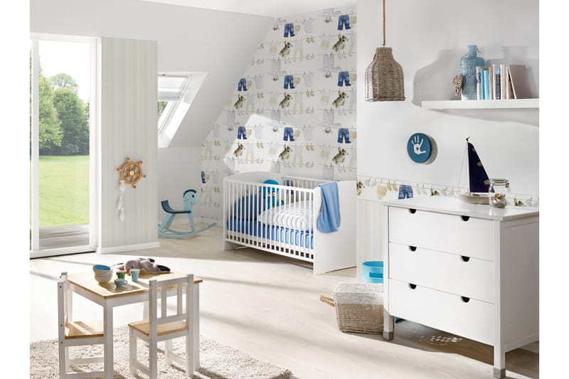 Border Little Stars Ovävd Blå Cream Vit - AS Creation - Inredning - Väggdekor - Tapet & tapettillbehör - Tapettillbehör - Tapetbård
