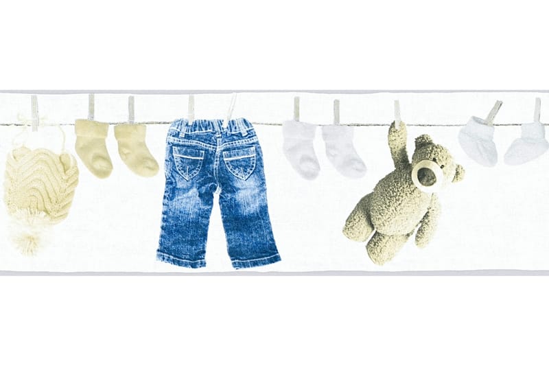 Border Little Stars Ovävd Blå Cream Vit - AS Creation - Inredning - Väggdekor - Tapet & tapettillbehör - Tapettillbehör - Tapetbård