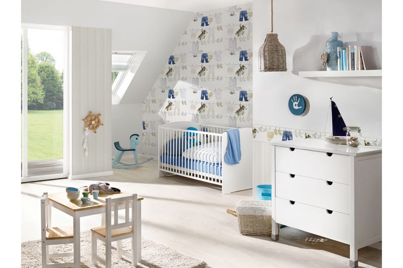 Border Little Stars Ovävd Blå Cream Vit - AS Creation - Inredning - Väggdekor - Tapet & tapettillbehör - Tapettillbehör - Tapetbård