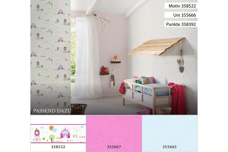 Border Little Stars Ovävd Rosa Vit Pink - AS Creation - Inredning - Väggdekor - Tapet & tapettillbehör - Tapettillbehör - Tapetbård