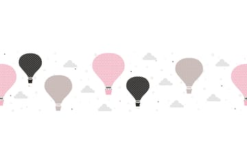 Självhäftande border Cloud Balloons Rosa Gr�å